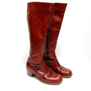 Dexter Harness Side Zip Red Leather Riding Boots Size 7 M